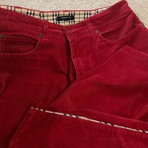 Burberry burgundy, corduroy pants